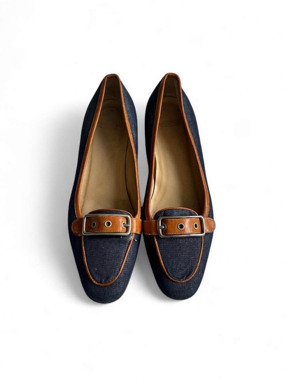 Coach Vintage Denim Brown Leather Y2K Low Pumps
